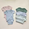 Rompers Baby Summer Solid itsant Boy من قطعة واحدة قصيرة الأكمام الجديدة من القطن المولود فتاة الفتاة