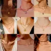 Halsketten Sie Weier Edelstahlkette Choker Neckless für Frauen Herzstern runde Anhänger Halskette koreanische Halskette Frauen Schmuck Schmuck