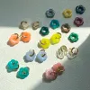 Oorbellen multicolor transparante acrylhars marmering bloem drop oorbellen voor vrouwen gouden metaal ronde oorschepen mode sieraden 2022