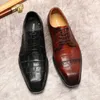 Отсуть обувь роскошная оксфордская обувь для мужчин подлинная корова кожа крокодило