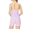 Lulumon Shorts New Spring/Summer Sports Yoga 3/4, damskie panele z tyłu, kieszenie podwójne, szorty z wysokim talią