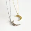 Necklaces 18K Gold Plating Women's Authentic 925 Sterling silver Crescent Moon Pendant necklace Fine jewelry CB323