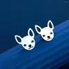 Stud Earrings Kinitial Stainless Steel Earring Hand Painted Enamel Tiny Chihuahua Dog Children Women Animal Jewelry Cute Gift