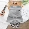 Clothing Sets Fashion Children Boys Girls Clothes Summer Baby O-Neck Solid Vest Shorts 2Pcs/Set Infant Kids Cartoon Toddler Tracksuits