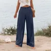 Utilitaire de pantalon féminin Femmes d'été décontractée haute taille large jambe en liberté en forme pour femmes travaillent avec des poches