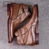 Stiefel Onkel Saviano Büro Männer Schuhe Schnüre Winter Solid echtes Leder-Modestil Designergeschäft