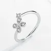 Cluster Rings TONGZHE 925 Sterling Silver Open Ring Flower Minimalist Finger For Women Bohemian Jewelry CZ Crystal Adjustable Thin