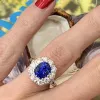 Band Huitan Bling Bling Blue Cubic Zirconia Ring for Women Temperament Elegant Lady's Accessories Wedding Anniversary Nya smycken