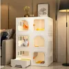 Клетки Home Cat Cages Cat Matd Box Integrated Transparent Cat Villa Indoor Cat Fencet Cate Cats с закрытым туалетом Pet House