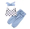 ins girls girls summer aby girl girl suit 3pcs tops vestjeans broursbows baby baptballs childs sets children clothes a48267888666