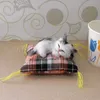 1PC Mini Sleeping Cats on Cushion Simulation Cat Doll Ornaments Tyg Plush For Childrens Toys Car Decor Birthday Presents 240418