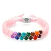 STRANDS 7 Chakra's Leven Boom Dubbele laag Gevlochten natuurlijke kristal agaat Bead Bracelet