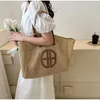 Straw Hollow Out Knitting Tote Bag Large Capacity Handmade Shoulder Handbag Women Designer Casual Beach Bag Ethnic Style 240422