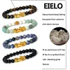 Strands Nature Stone Feng Shui Bracciale uomini Obsidian Opal Pixiu Wealth Luck Bracciale Oro Colore Gold Pi Yao Drago Canno Elastico Gioielli elastici