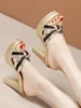 Slippers Plus Size 34-40 Open Head Block Talon Platform Summer 2024 Stripe Elegant High Heels Slides Office Party Chaussures