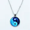 ペンダントネックレスYin Yang Tai Chi Necklace for Women Jewelry Moon Dragon Cabochon Glass Statement Crystal Gift