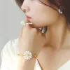 Bands Sommer Trend weiße Blumen Daisy Blumenringe für Mädchen koreanische Mode Emaille Sonnenblume Ring weiblicher Schmuck Set Brincos Anillos Anillos