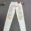 New Apricot Fushen Jeans Casual With Chinese Printed Embroidered Xiangyun 2023 Loose Pants 499169