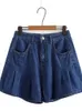 Plus Size Womens Shorts WideLeg With Folds In Summer Thin Denim The NonStretch Jeans For Busty Lady To Wear 240422