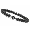 Strands New Trendy 26 Lettere iniziali Braccialetti uomini Donne Black Matte Natural Natural Frost Stone Alfabet Bracciale Bracciale Friendship