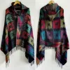 Spaccate ethirt Ethnic Multifunzione Bohémien Scarf Scarf Fringe Tribal Fringie con cappuccio a strisce Candigan Coperte Cape Shawl Poncho con Tasella