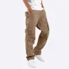 Мужские брюки эластичная талия мужские брюки винтажные грузы в американском стиле с несколькими карманами для мягкого дышащего высокого
