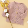 コート新生児の女の子の服のセーターニットカーディガンジャケット長いスリーブピンク秋のファッションニットアウトコート