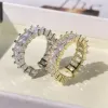 Band Zakol Luxury Rectangle Cubic Zirconia Open Rings for Women White Gold Color Fashion Party Jewellery