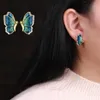 Charm Delysia King Women 2021 Trendy Blue Butterfly Ear Studs High Grade Crystal Elegant Temperament Bankett Y240423