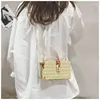 Shoulder Bags Summer Small Square Bag Straw Box 2024 Simple Lock Single Net Red Messenger