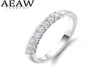 AEAW 14K White Gold 025CTW 2 mm df Impegno a taglio rotondo Moissanite Lab Ring a banda a diamanti coltivata per donne Y01226506238