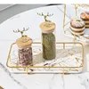 Decorative Figurines Ceramic Storage Trays Rectangular Marble Texture Plates Fruit Dessert Tray Jewelry Necklace Dresser Display Plate