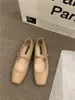 Casual schoenen dames plat vierkante teen Mary Janes Sliver gouden leer voor vrouwelijke gesp bakkel dames ondiepe schoen lente/herfst