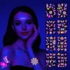 Tatuaże 2023 Halloween Body Sticker Fluoressent Butterfly Rose Fake Tattoo Festival Festival Maszyn