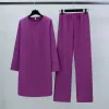 Kleidung Muslim Sets zwei Stücke passt islamische Kleidung Lange Chiffonhemden Pullover Tops und gerade Hosen lose Hosen Frauen Sets