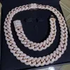 AAA GEMS Silver Necklace 18mm 20mm Silver 10K/14K/18K Gold Plating Moissanite 4 Rows Prong Iced Out VVS Miami Cuban Link Chain Chain