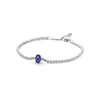 Gemles en vrac 925 argent sterling classique Brilliant Blue Blue Ovale Ensemble de zircon exquis Collier de bracelet pour femmes