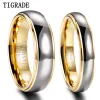 Band tigrade 4mm/6mm män kvinnor volfram karbid ring guld pläterade polerade ringar engagemang bröllop band för älskare par