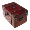 Fack Retro Treasure Chest With Lock Vintage Wood Storage Box Antique Style Jewelry