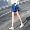 Damskie spodnie dżinsowe spodnie kobiety lato żeńska vintage niebieska szeroka noga jeansowa krótka koreańska moda swobodna dla harem mini długość Q431
