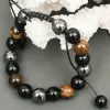 Bracele noire d'obsidien d'obsidien d'hématite Tigre d'œil tigre perles bracelets hommes pour les bracelets de perte de poids magnétique