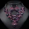 Colliers Luxury Exquis Purple Crystal Flower Bijoux pour femmes ACCESSOIRES DE MEUAGE ACCESSOIRES RHINESTON BOUCES D'OREURS COLLIC