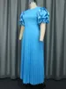 Plus size jurken ontinva vrouwen geplooide feestjurk o nek korte puff mouw hoge taille een lijn elegante jurken avond verjaardag prom robe