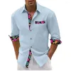 Camicie casual da uomo camicia di lino in lino sciolto color topelwwork manica lunga girare il collo delle hawaii tops streetwear per abiti maschili