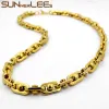 Collane Sunnerlees 316L Collana in acciaio inossidabile da 9 mm perline geometriche Link Gold d'oro colore d'argento Uomini Donne Gioielli di moda Gioielli SC74 N