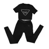 女性トラックスーツデザイナー2ピースセットレタープリントベアネーベルセクシーな短袖Tシャツショーツカジュアルスポーツスーツラウンドネック衣装ソリッドジョギングスーツ