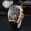 2024 Frank FM Tourbillon W pełni automatyczny mechaniczny mecz pięciu igły męski zegarek rekreacyjny Trend Trend Gold Watch Sport anty-skórzany Wstążka Kwarcowa Zegarek Kwarcowy