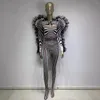 Stage Wear Zebra Head Printed Elastic TighT Fitting Jumpsuit Two-piece Performance Suit