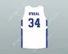Пользовательский капитал любое название Mens Youth/Kids Shareef O'Neal 34 Windward School Wildcats White Basketball Jersey 2 Top Stithed S-6xl