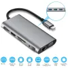 Hubs USB C Hub Station d'amarrage 10 en 1 Adaptateur de type C à USB 3.0 4K HDMICOMPATIBLE VGA RJ45 Convertisseur pour Book Pro Huawei Samsung